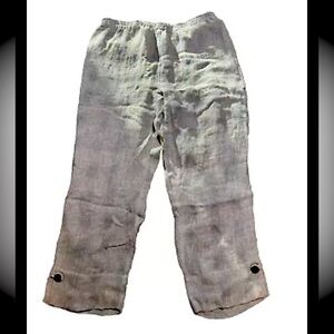 Soft Surroundings Full Length Wide Leg Linen Pants beach gauzy boho lagenlook